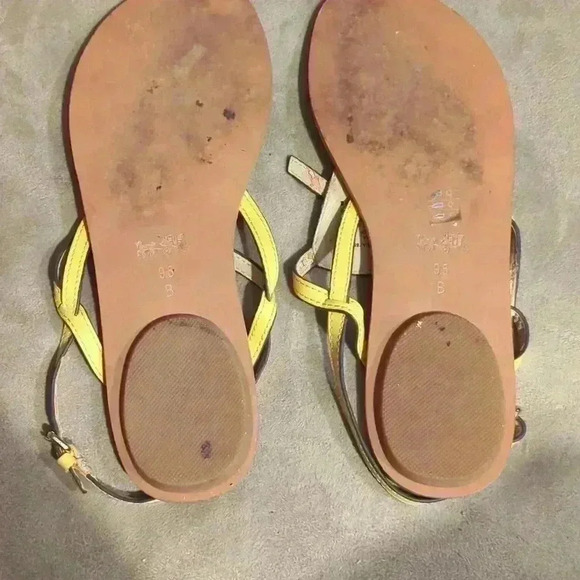 Coach brown and yellow sandals, size 9.5 - Picture 6 of 8